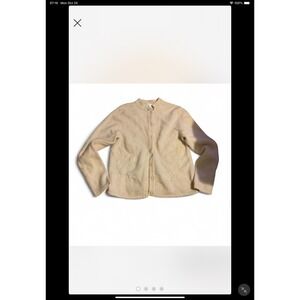 Christopher Banks vintage Embroidered Cardigan Sweater‎ Beige Floral Button Up